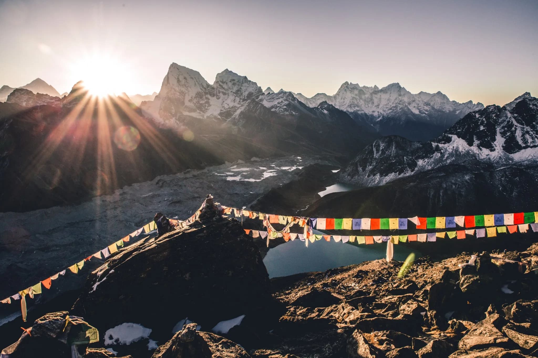 Golden sunrise light on a Himalayan peak